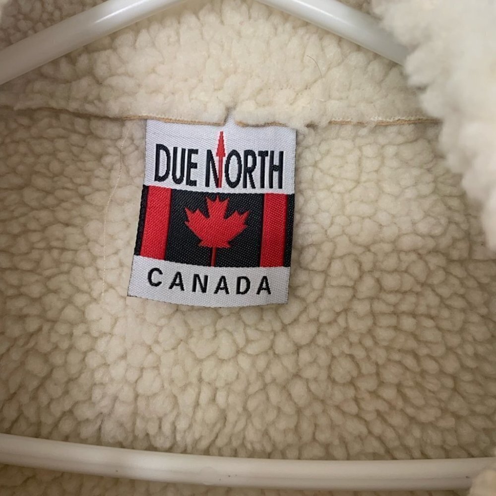 Vintage Sherpa Lined Vest Cabin Core Rustic Western Cozy Layer Large Canada - Picture 10 of 11